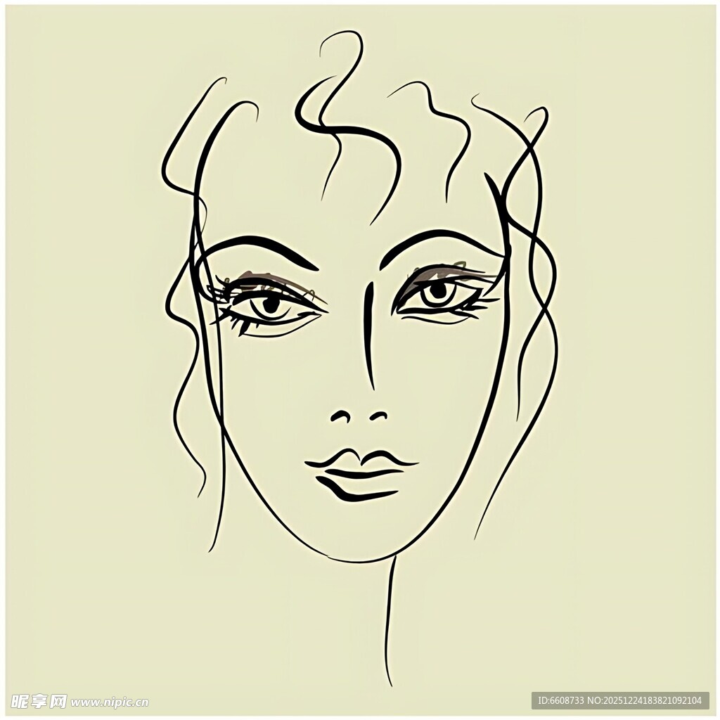 简约线条勾勒的女性脸庞