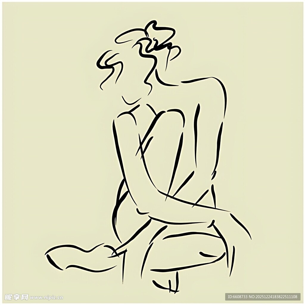 简约线条勾勒的人物坐姿