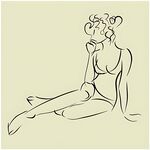 线条勾勒的优雅坐姿女性