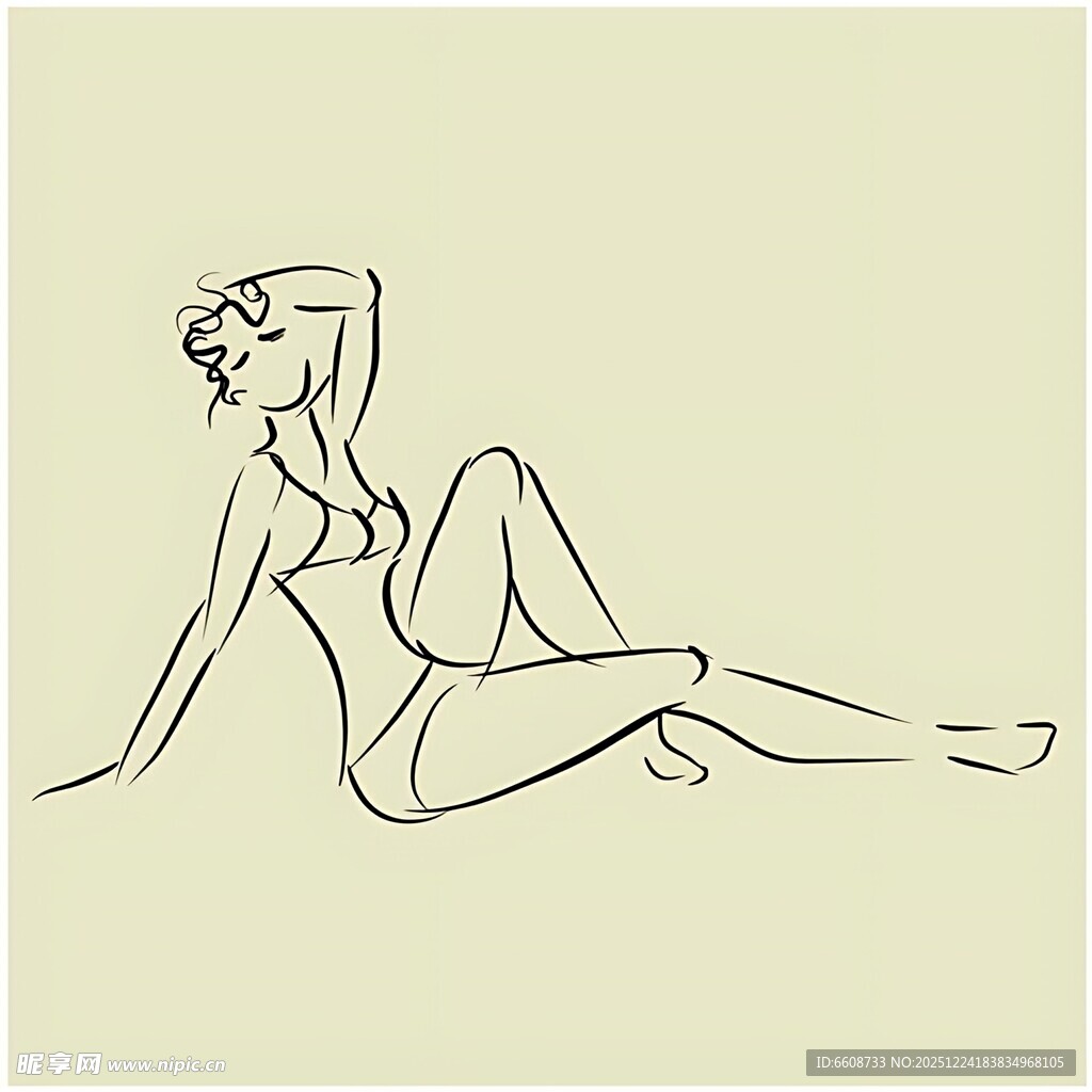线条勾勒的优雅女性身姿