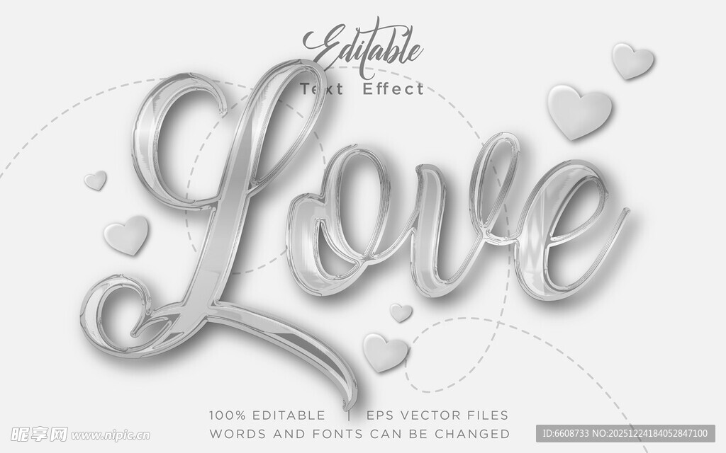 立体爱心装饰艺术字体
