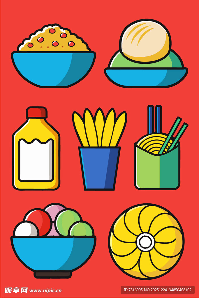 多彩美味快餐食品集合