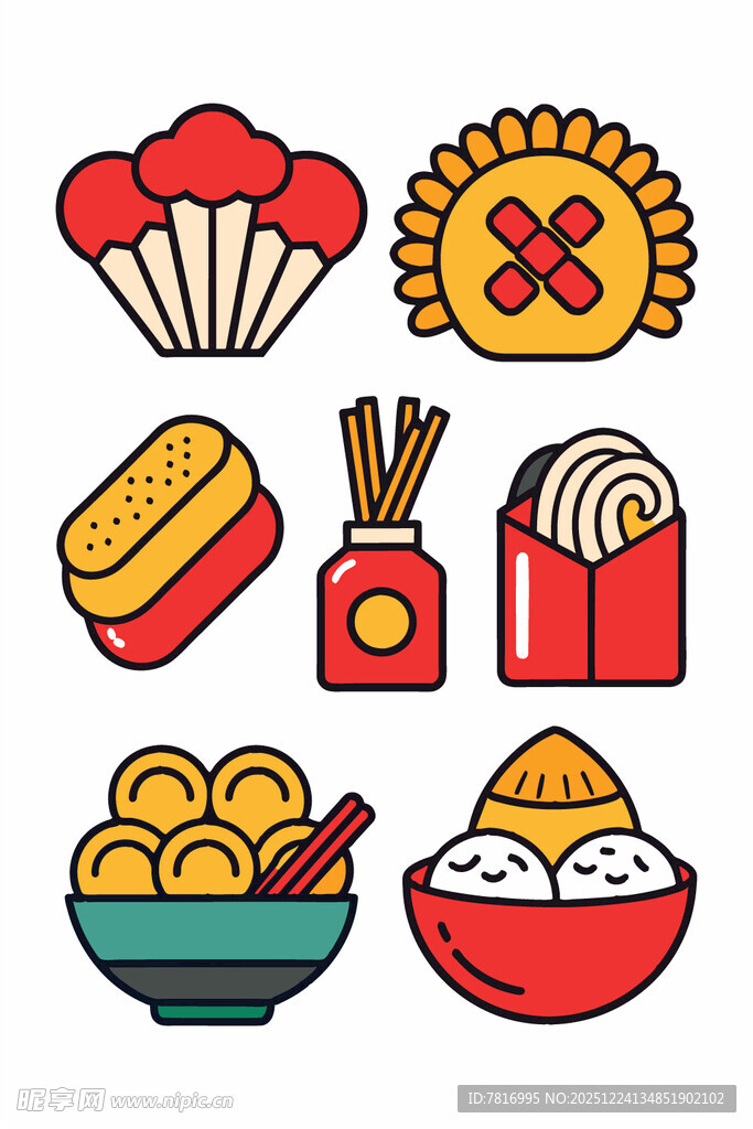 多样中式传统糕点图标