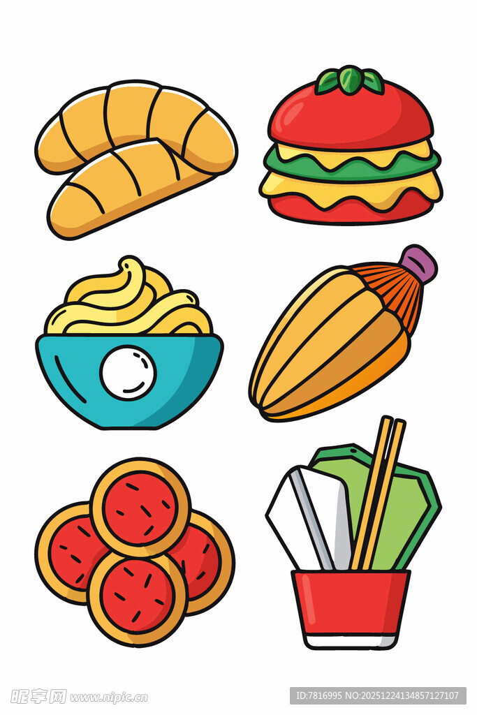 多样美食插画