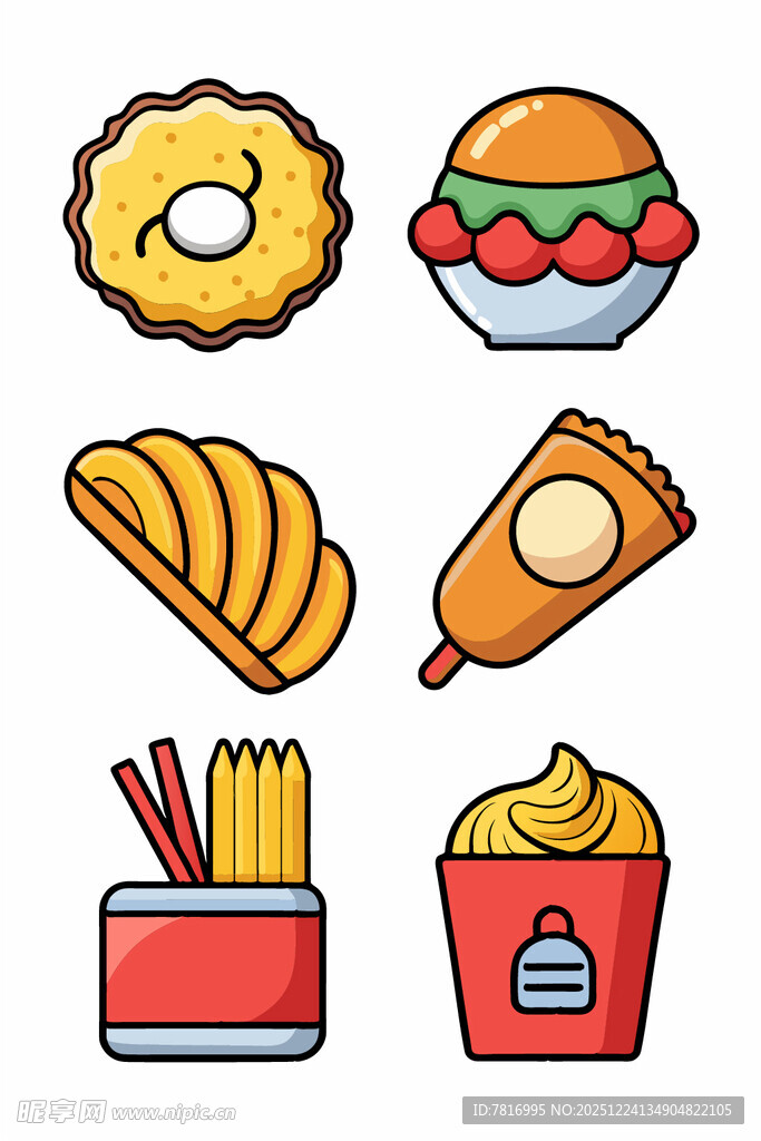 多样美味快餐图标集