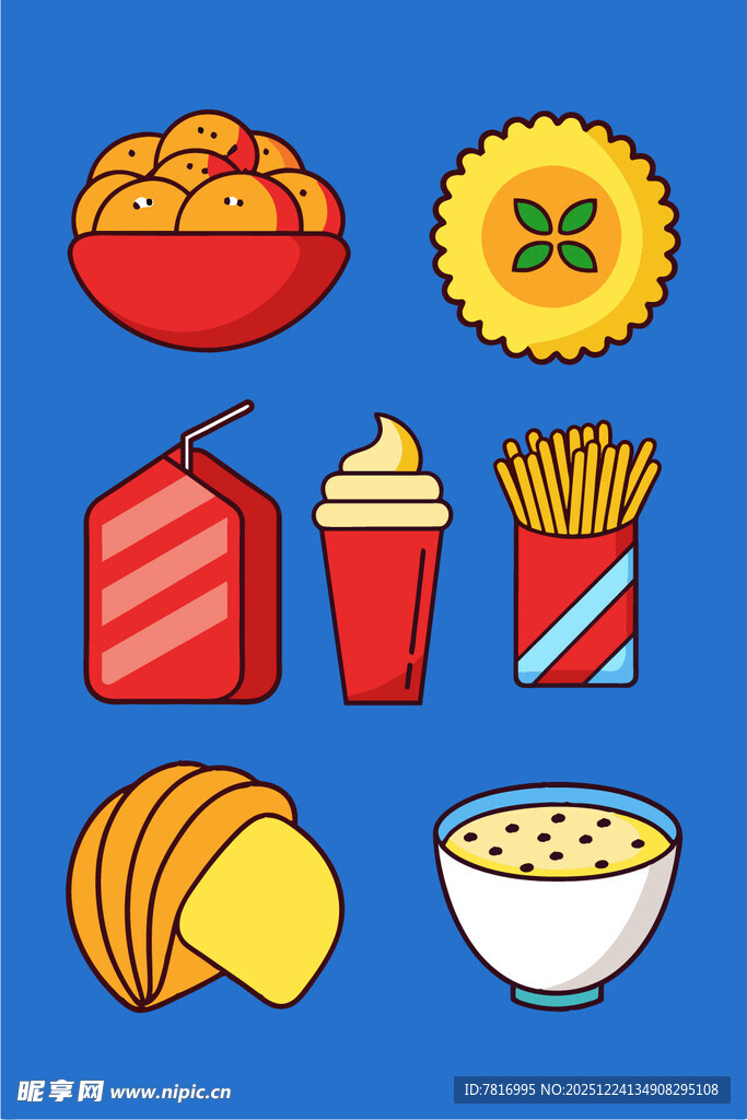 多彩美味快餐食品集合