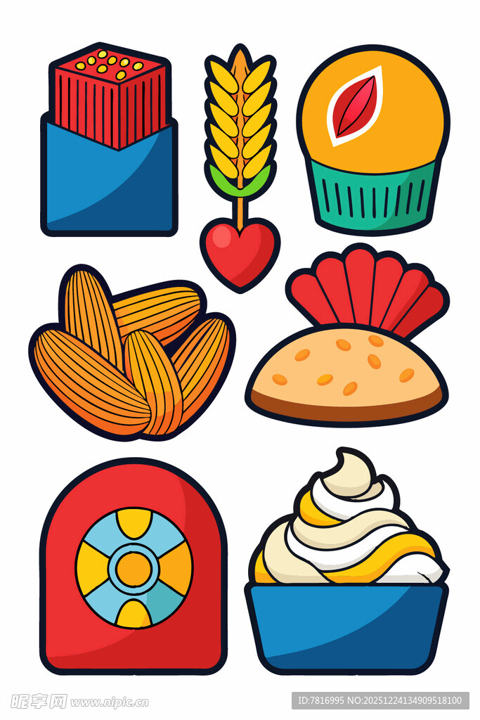 多彩烘焙美食图标集