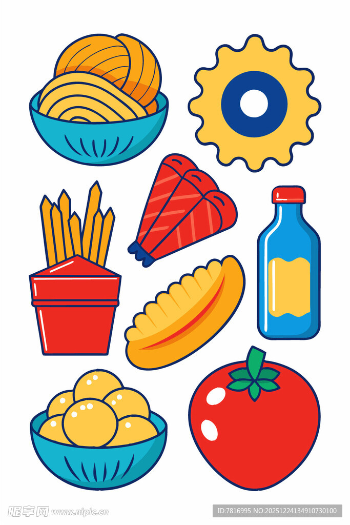 多彩美味食物插画集合