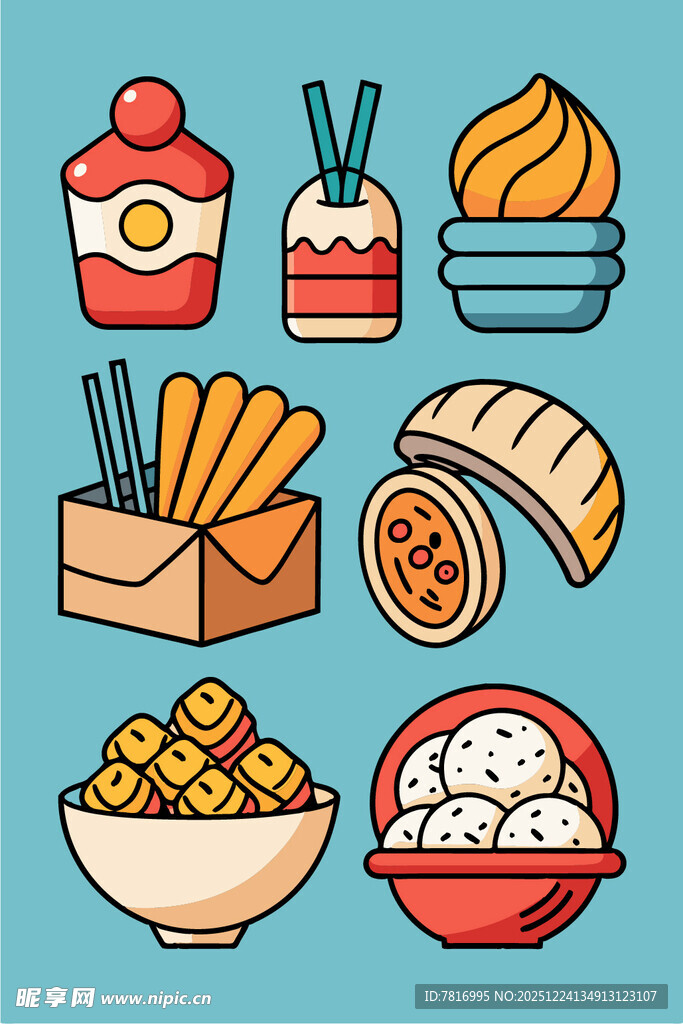 多样中式美食插画展示