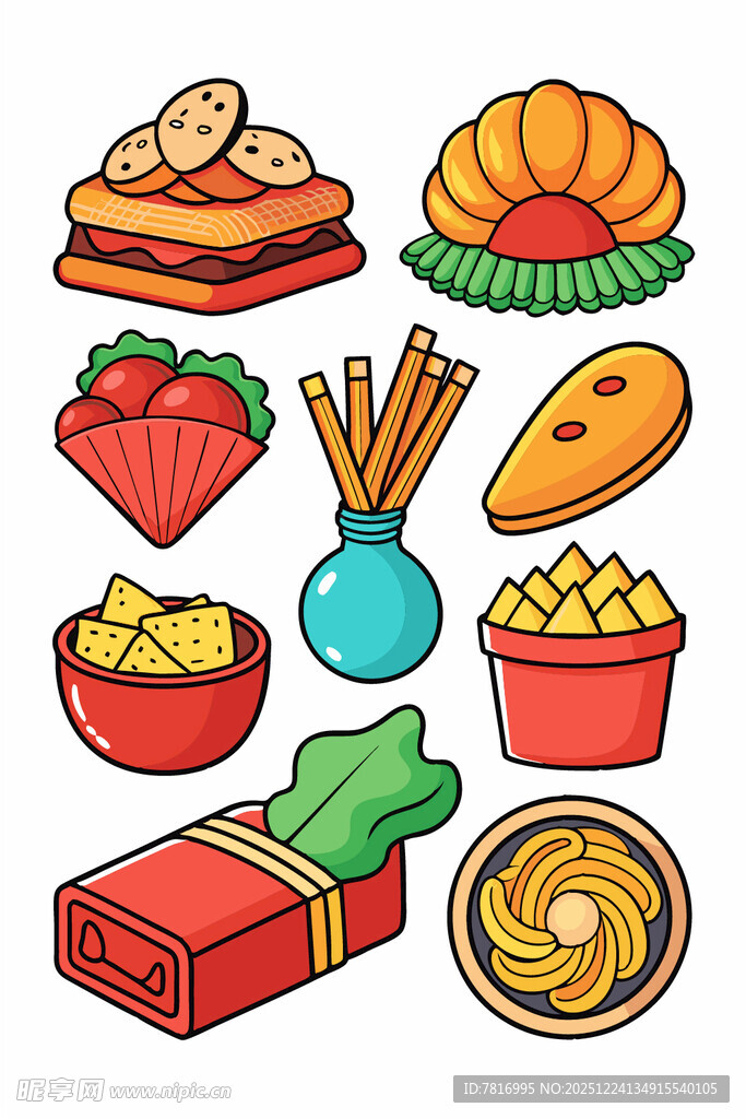 多样美食插画集合