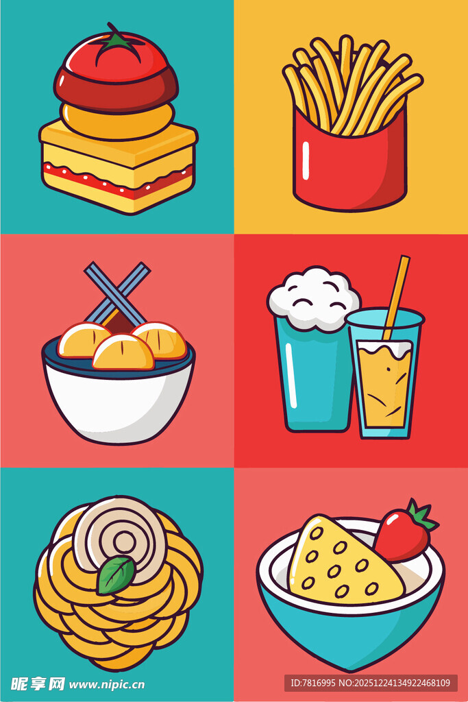 多彩美味食物插画