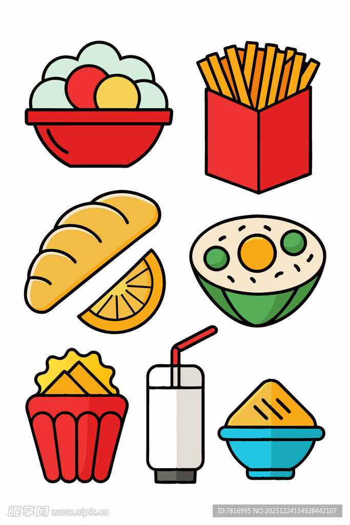 多样美食图标集合
