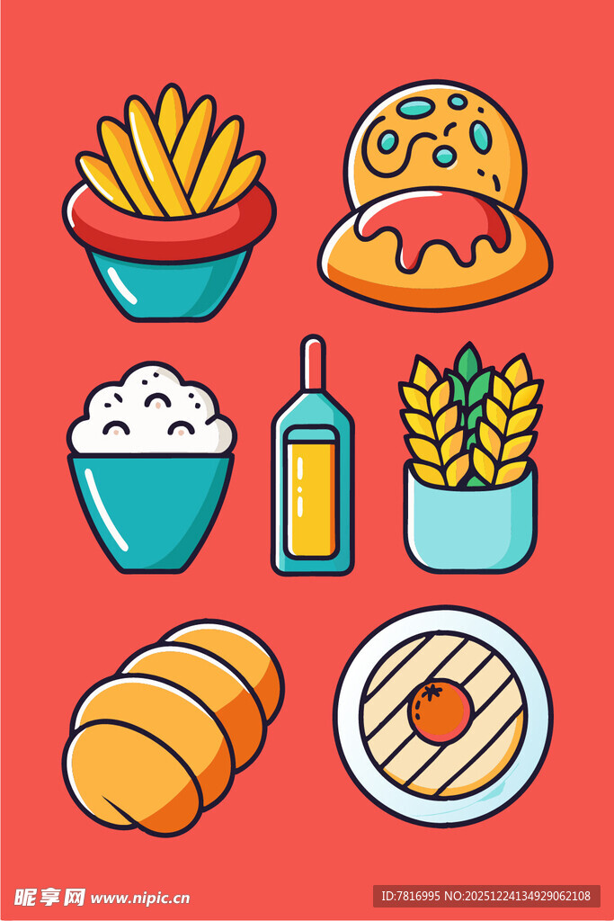 多彩美味食物插画集合