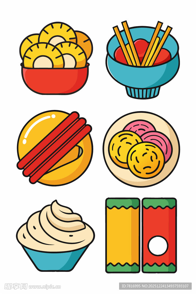 多样美食插画展示