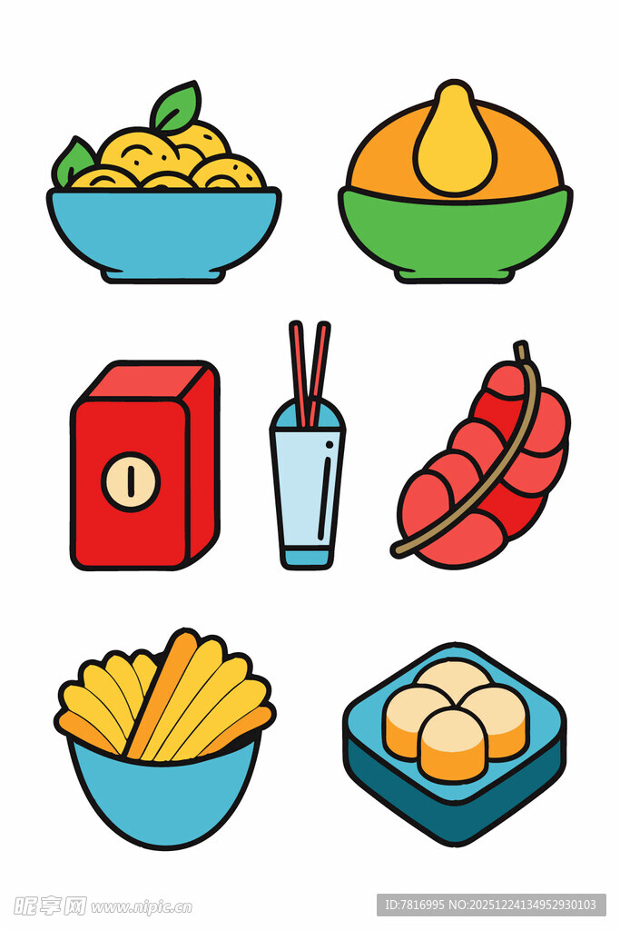 多样中式美食图标集合