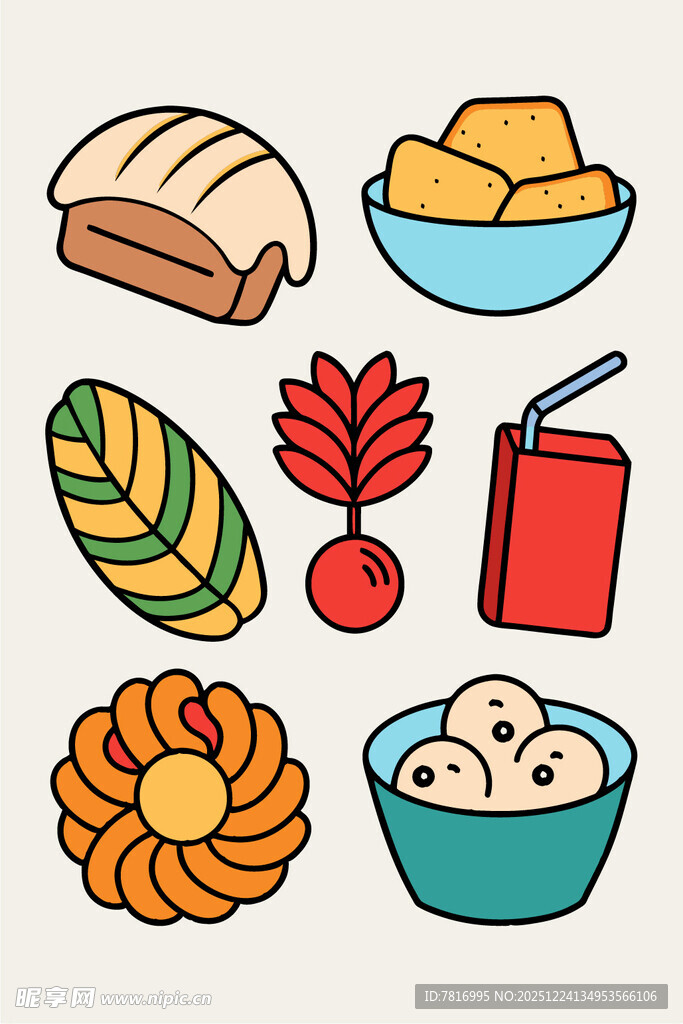 多样美食插画展示