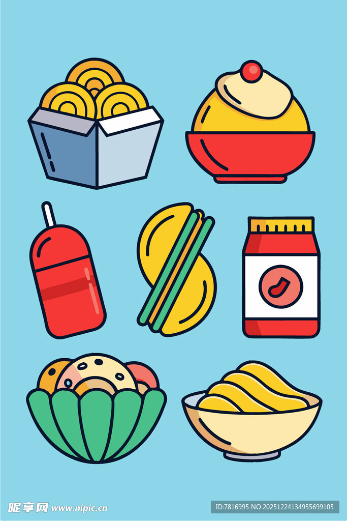 多样中式美食图标集合