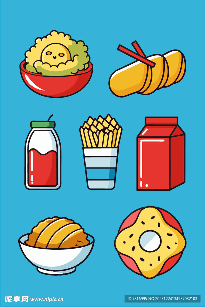 多彩美味的各类食品集合