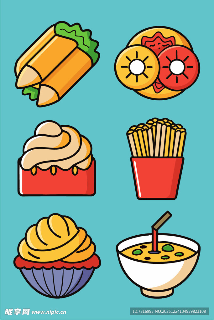 多彩美味食物插画集合
