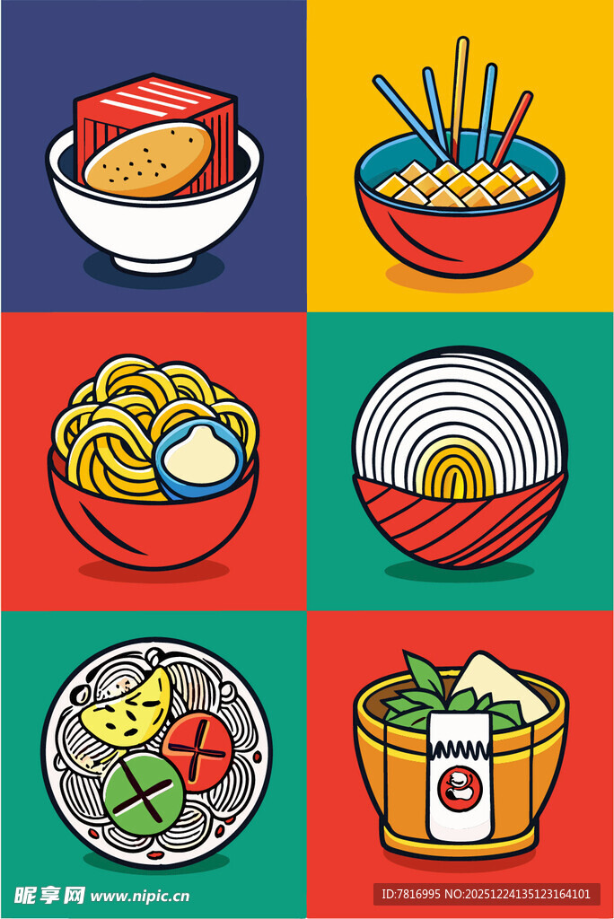 多彩日式美食插画