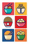 多彩面食图标集合