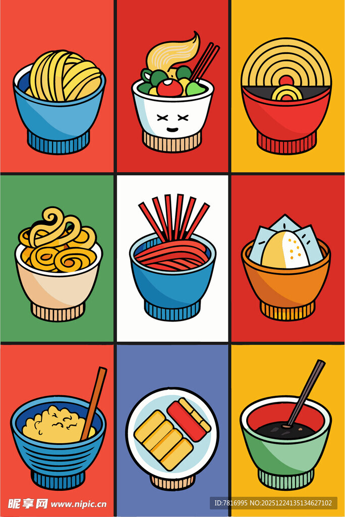 多彩日式美食插画展示