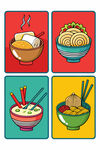 多彩面食插画