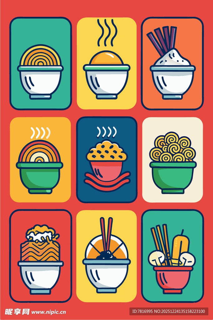 多彩面食图案设计