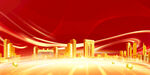 红色城市光影背景图