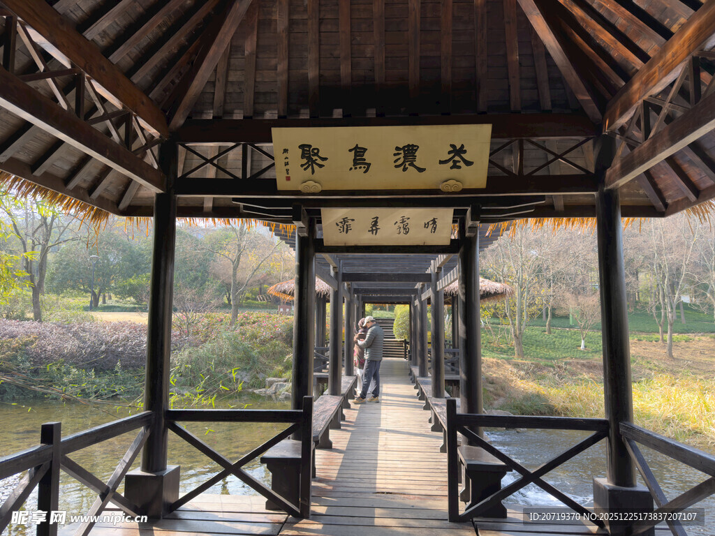 中式古亭长廊景观