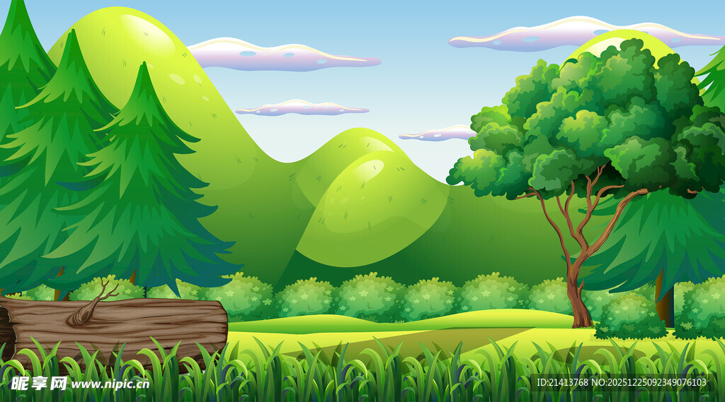 绿色山林中的宁静田园风光
