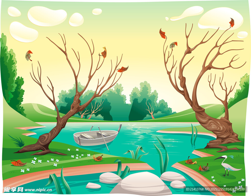 春日河畔风景图