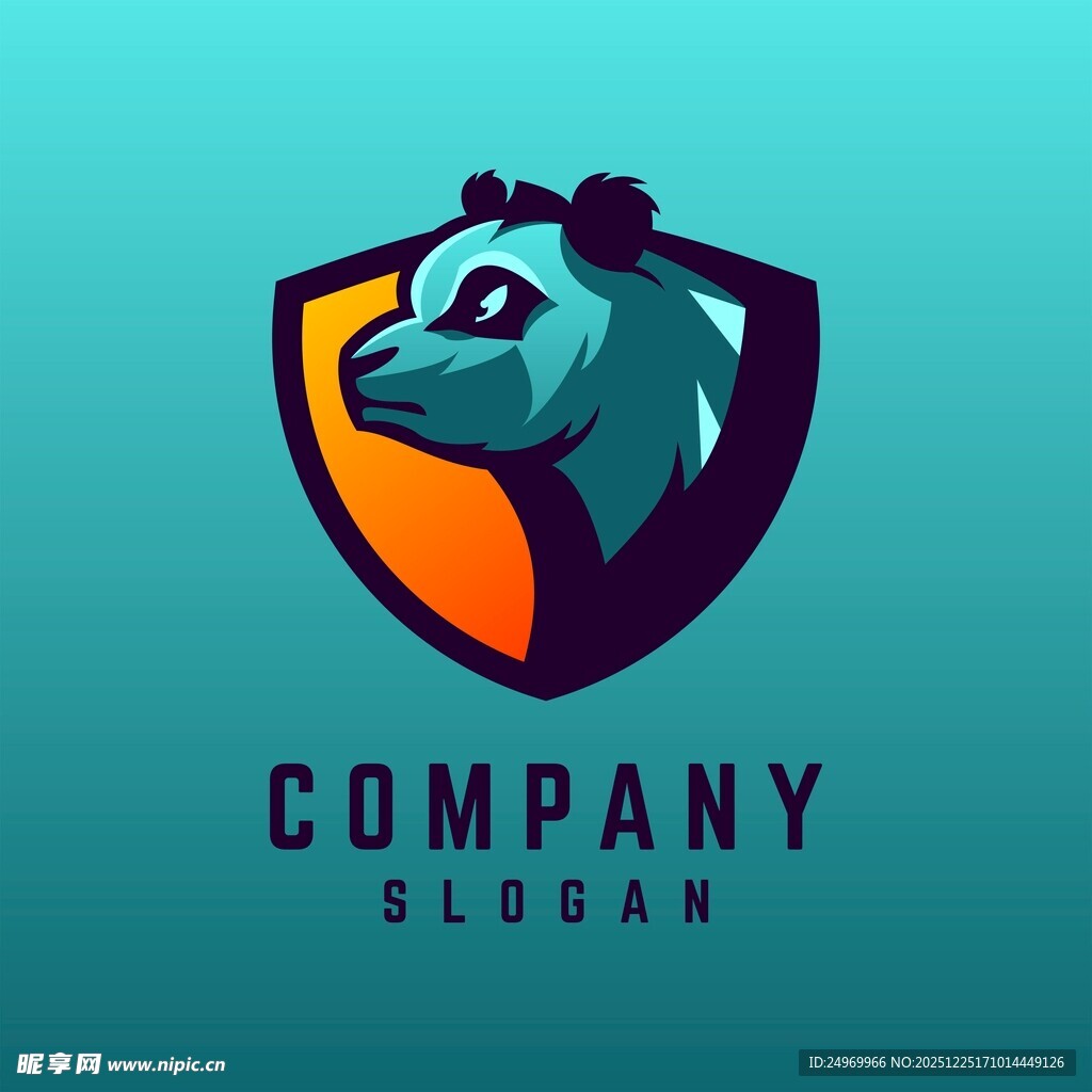 熊猫盾牌标志设计