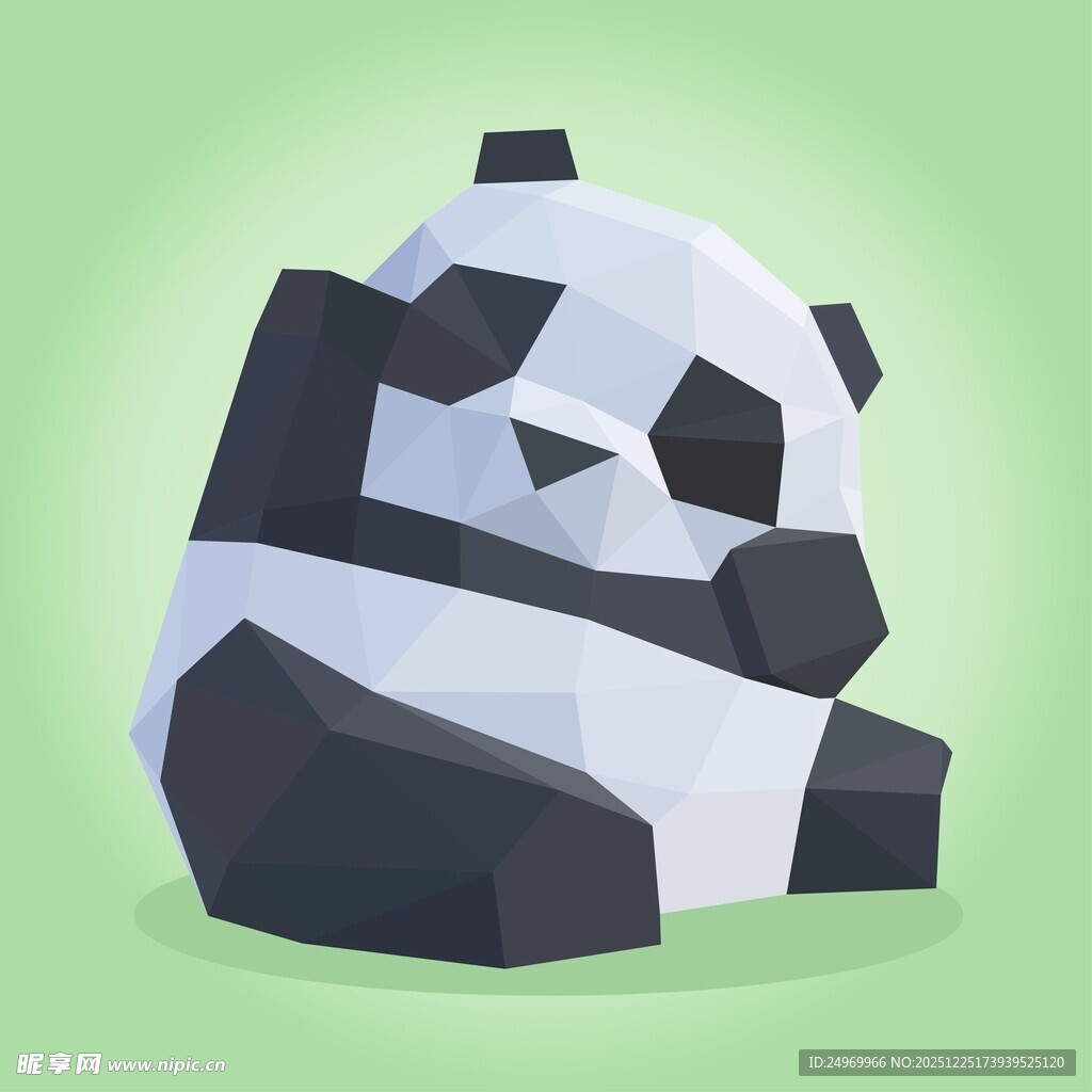 低多边形风格熊猫形象