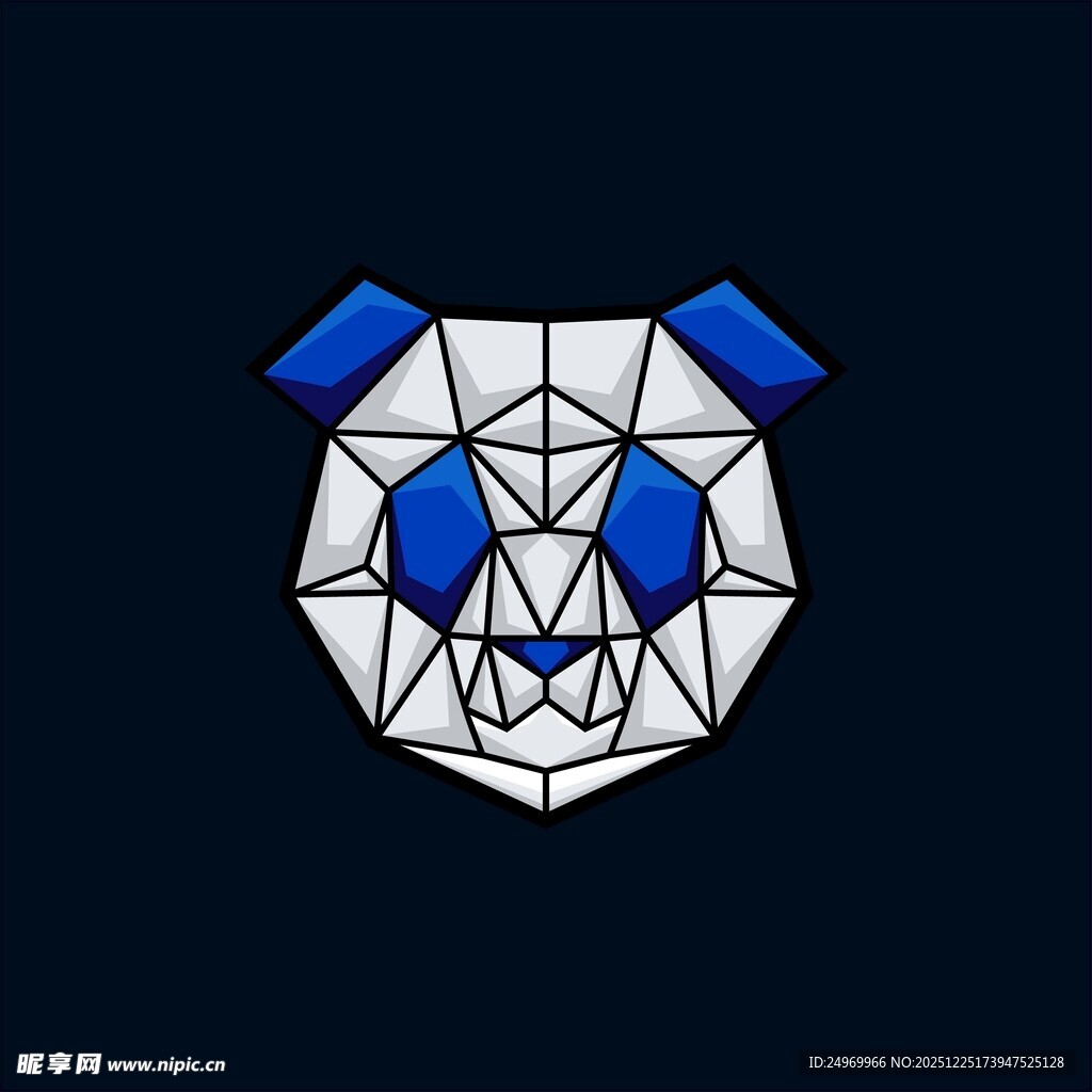 几何熊猫头像设计