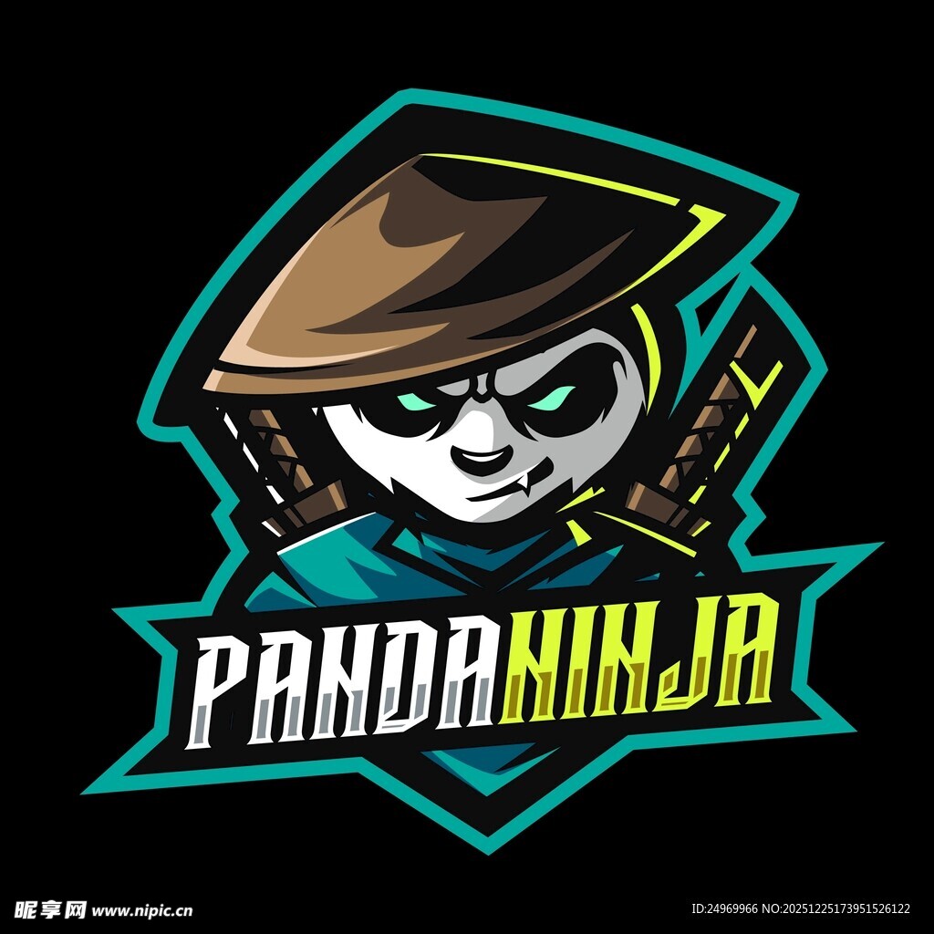 熊猫忍者标志设计