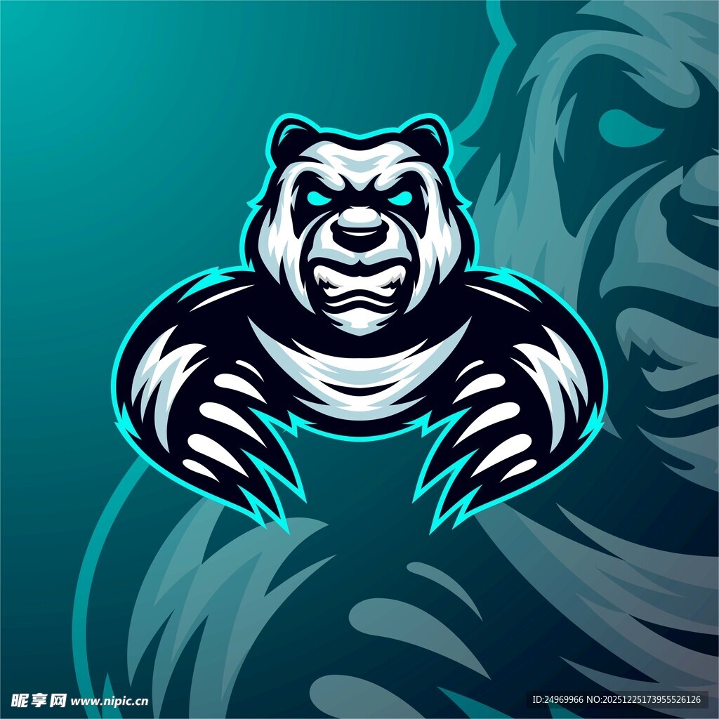 凶猛熊猫形象标志设计