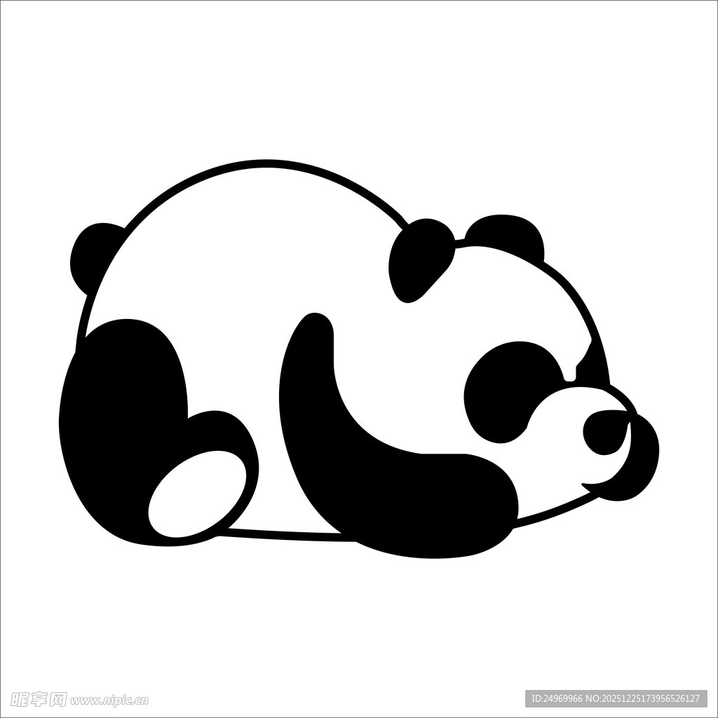 趴着的可爱熊猫简笔画