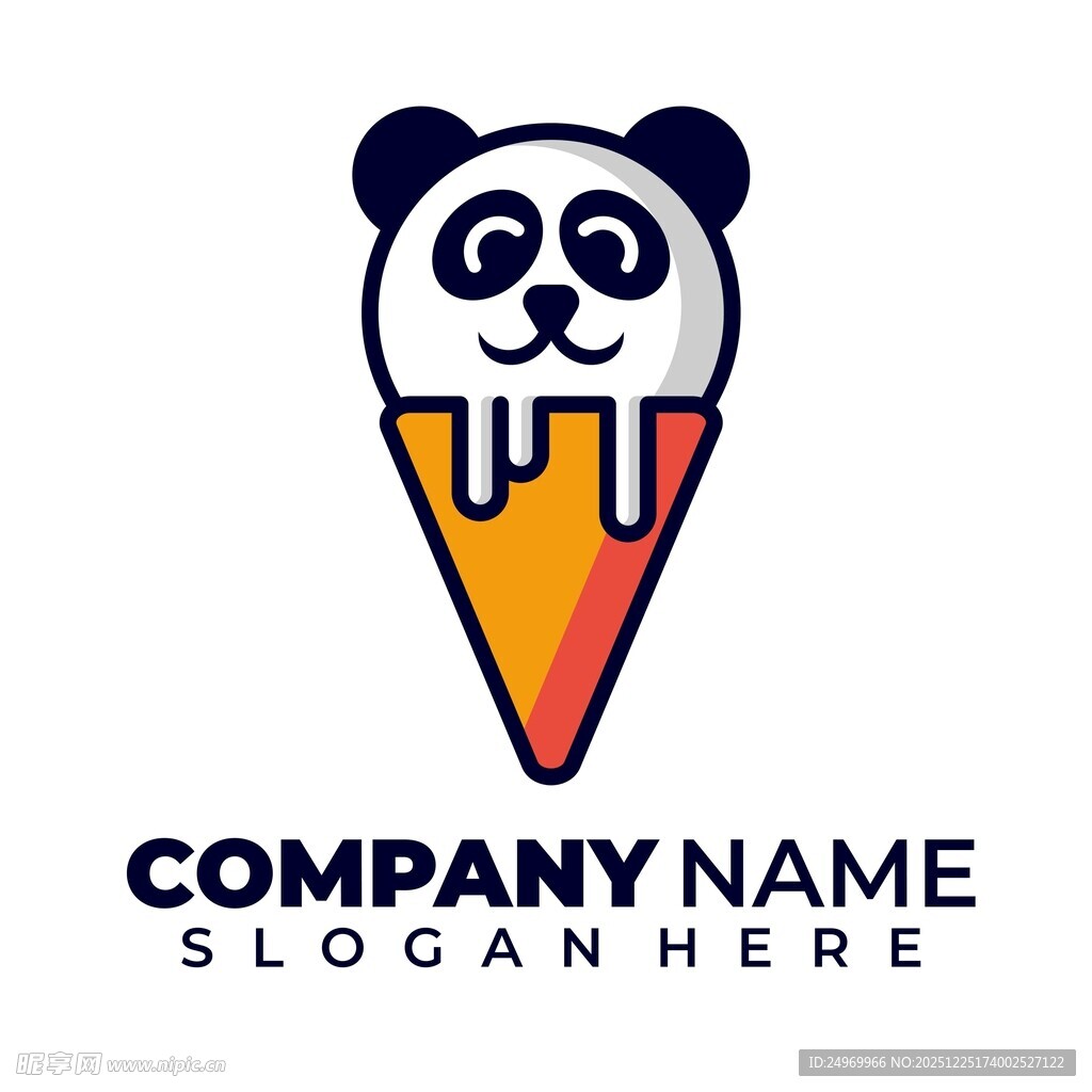 熊猫冰淇淋标志设计
