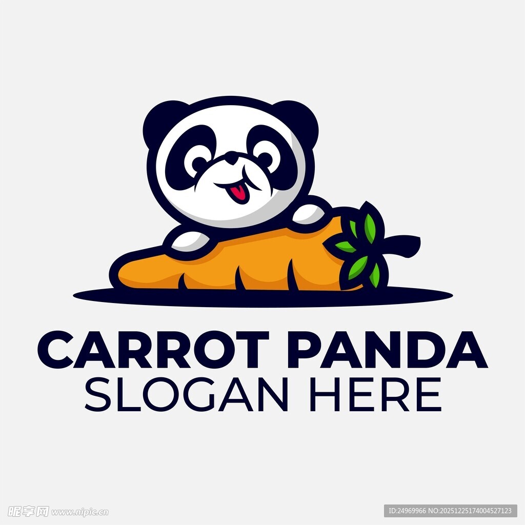熊猫抱胡萝卜卡通标志