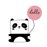 可爱熊猫持气球打招呼