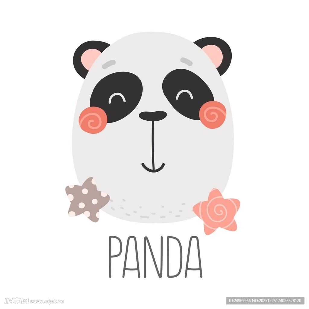 可爱熊猫头像插画