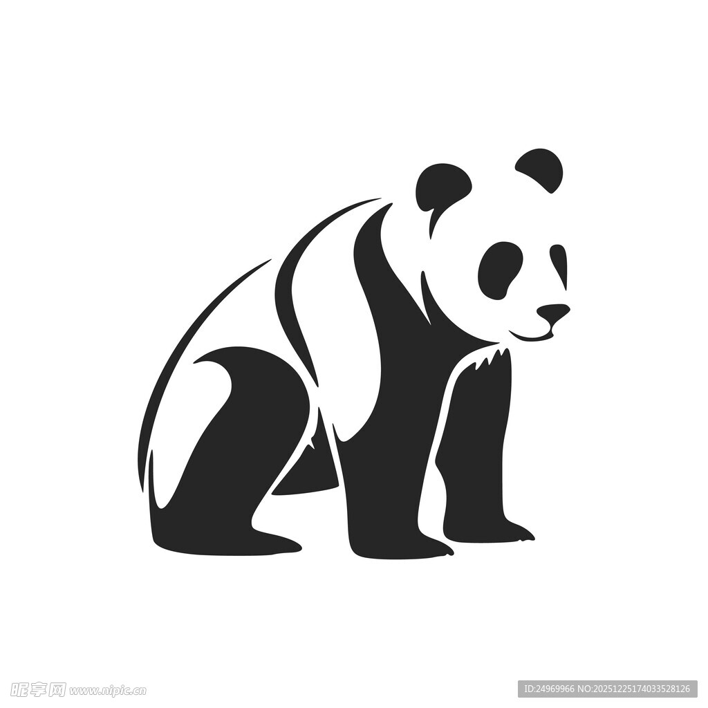 简约黑白熊猫图案