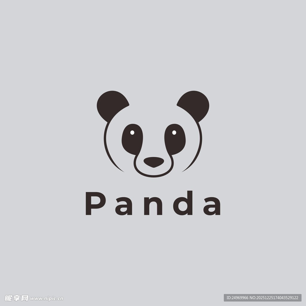 简约熊猫标志设计