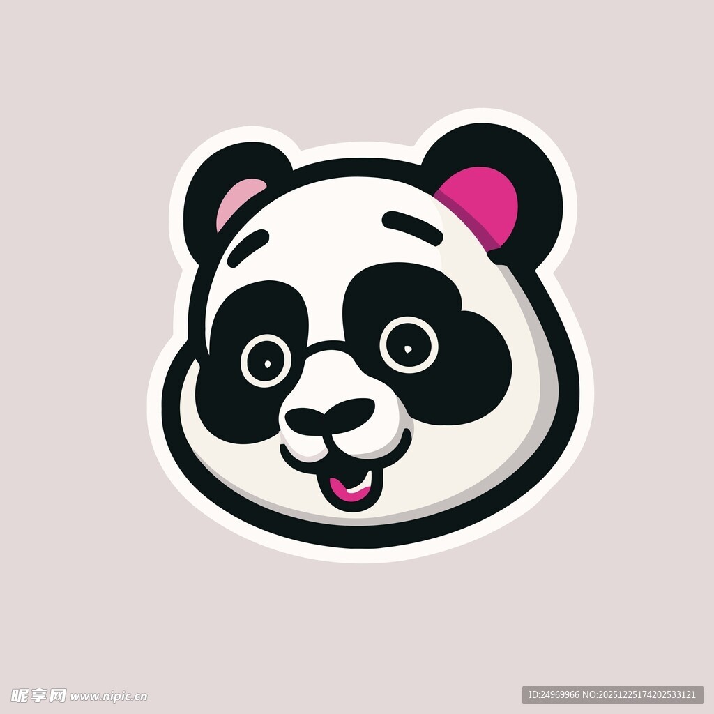 可爱熊猫头像贴纸