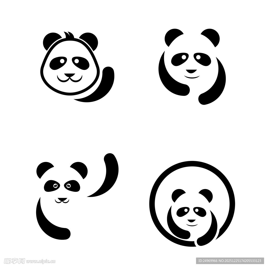 熊猫头像设计图案