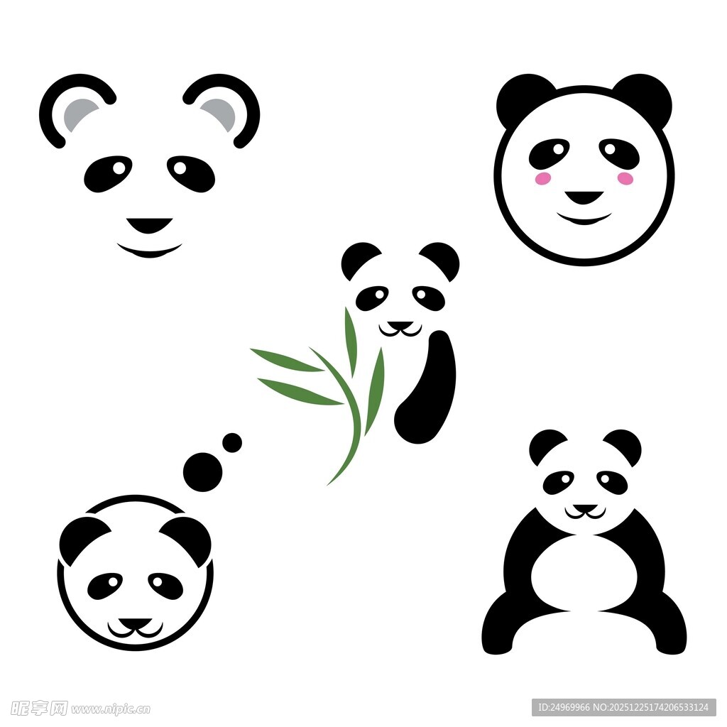 可爱熊猫图案设计元素
