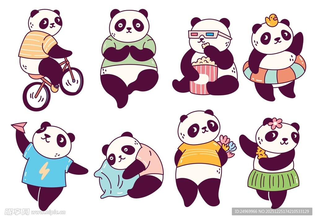 可爱熊猫趣味多样造型