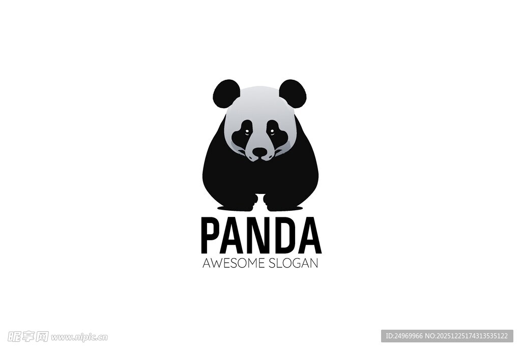 简约熊猫标志设计
