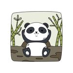 可爱熊猫坐于竹林间